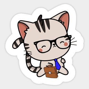 Funny cat is on the way to work Sticker